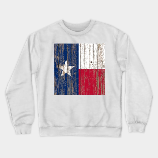 Rustic Primitive Wood Grain Western Country Texas Flag Crewneck Sweatshirt by Tina